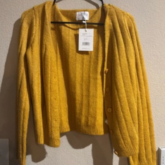 Mustard Open Cardigan Sweater - Picture 2 of 7